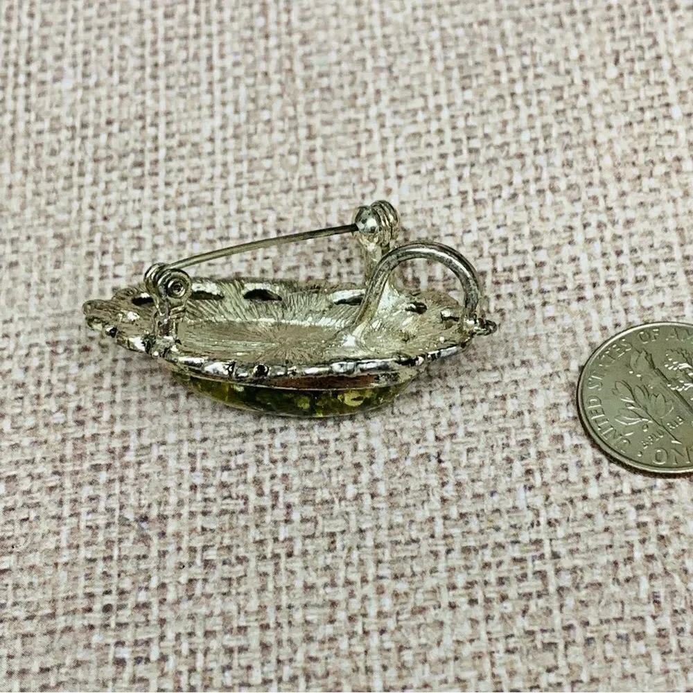 Silver Green Acrylic Stone Pendant Brooch‎
